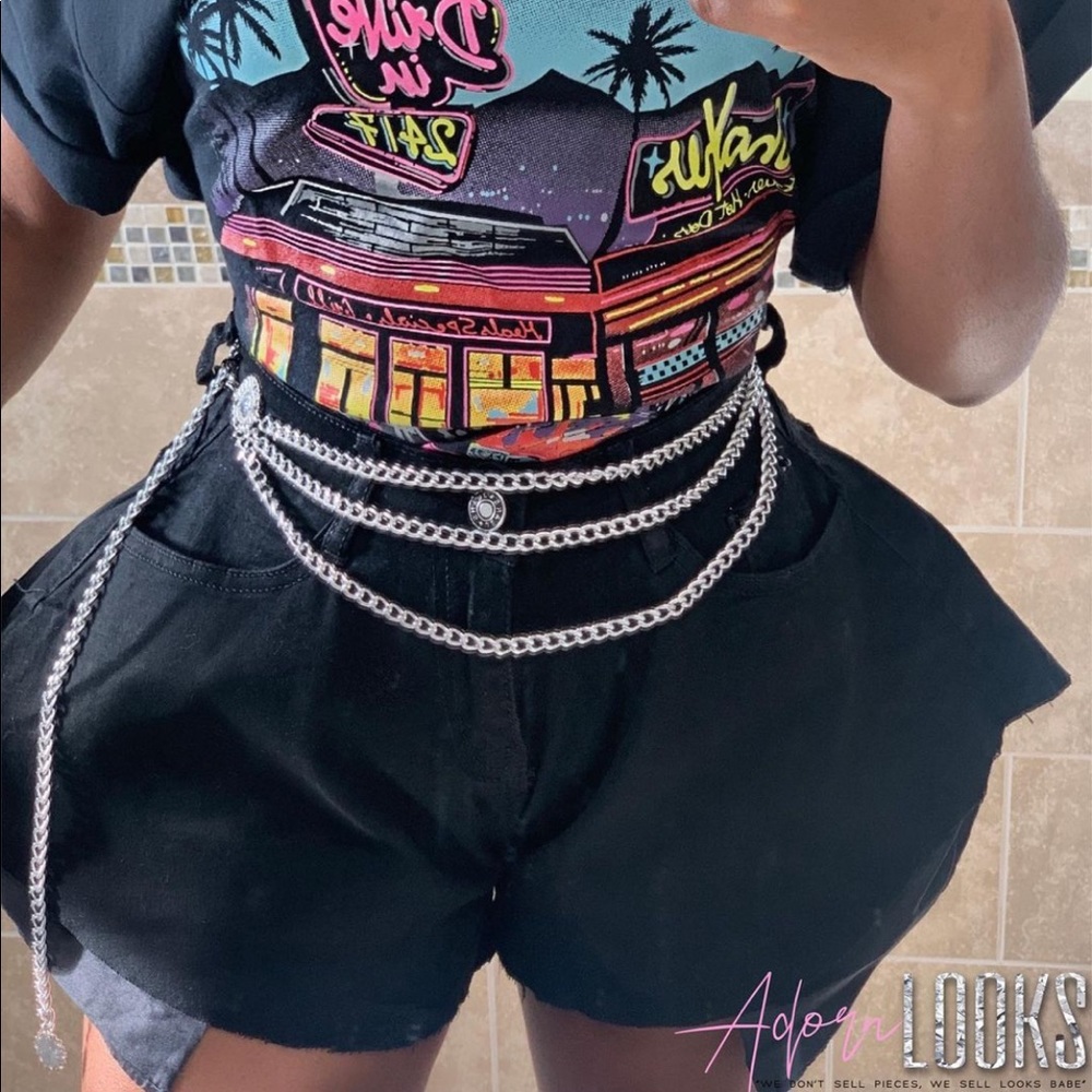 Black flare shorts